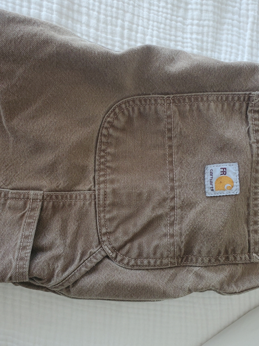Carhartt Brown Canvas Utility Pants with Patch Logo 34 × 36 Lightly Washed